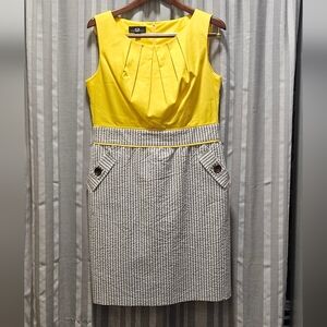 AGB Dress Pleated Bust Seersucker Striped Skirt